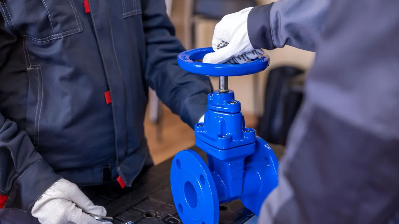 Plumber replacing a shower valve cartridge with a wrench