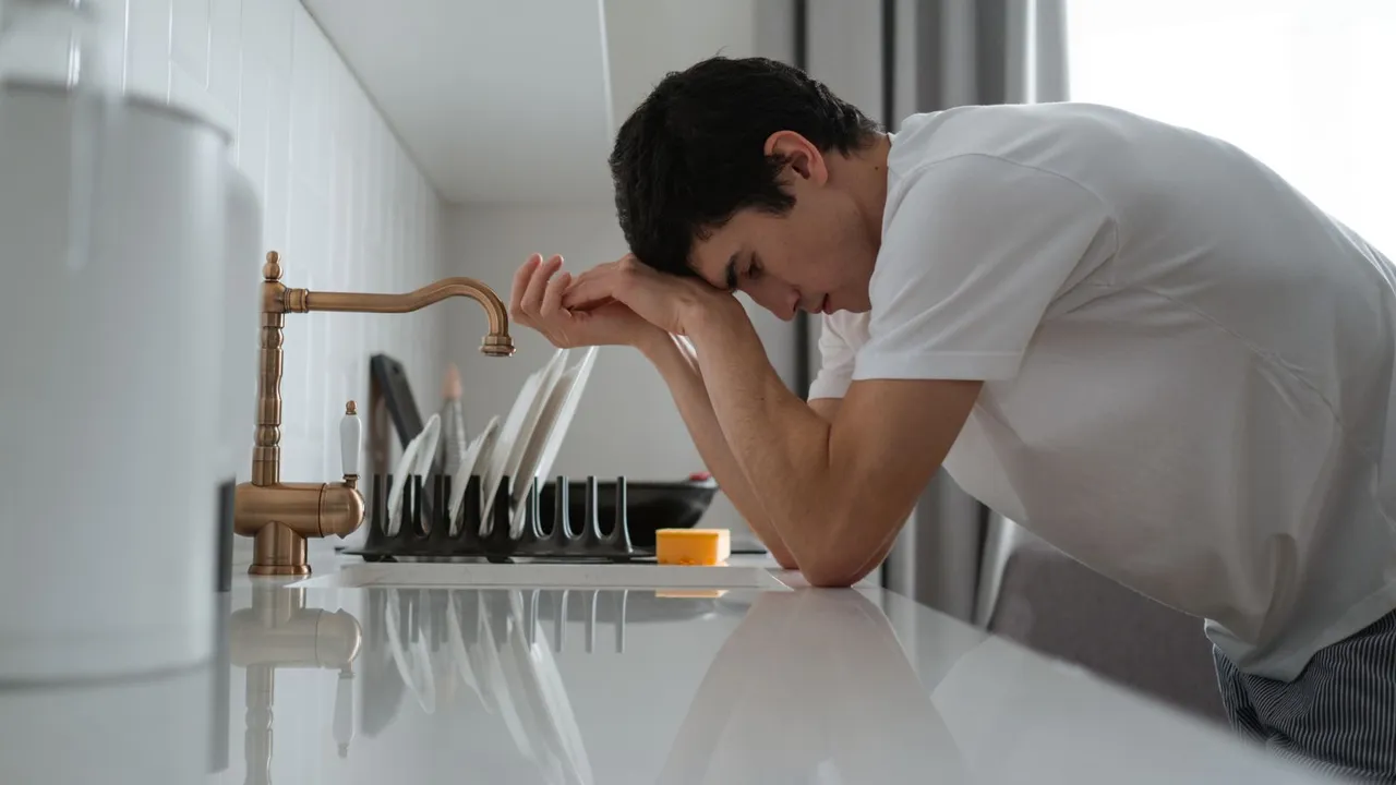 Plumber removing a sink trap to clear a smelly drain